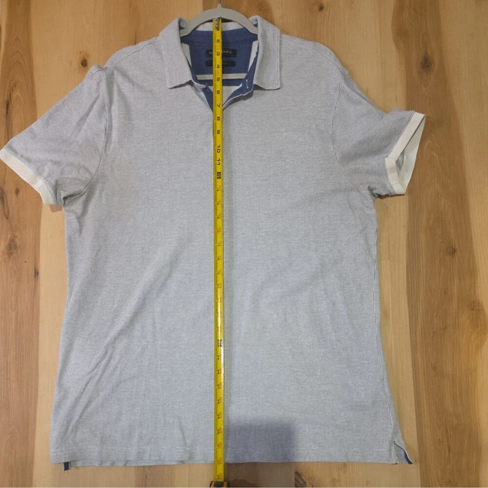 Banana Republic Polo Shirt Men XL Blue Textured Cotton Blend Trim Preppy Golf